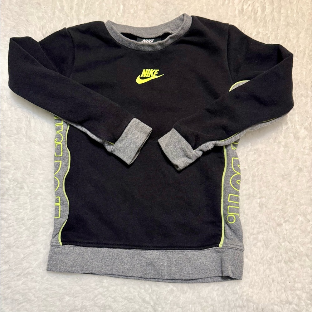 Nike Kids Black & Gray Sweatshirt with Neon Yellow Logo